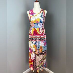 Johnny Was Tank Style Easy Fit Dress Bright Floral Bohemian Style Size XXS